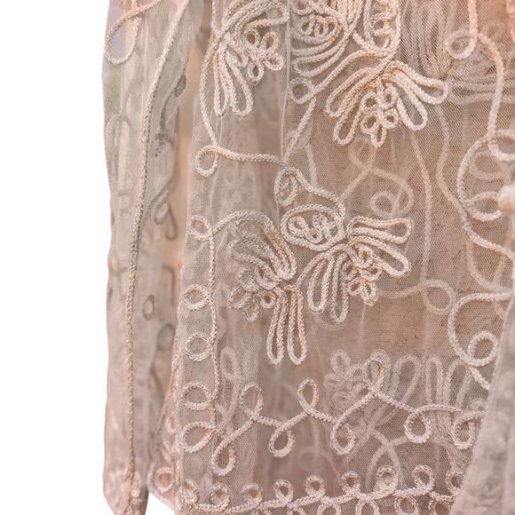 Vintage Princess Cruises White Metallic Sheer Lace Embroidered Blouse XL Formal - Picture 8 of 10